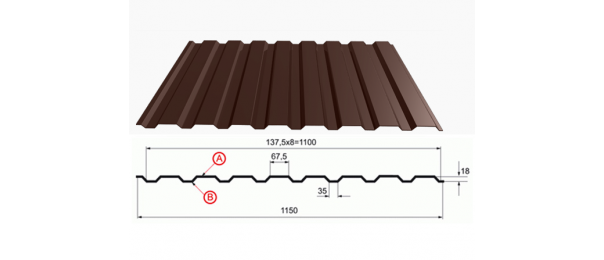 Профнастил коричневый оцинкованный  RAL 8017 С-20 купить недорого в Орехово-Зуево