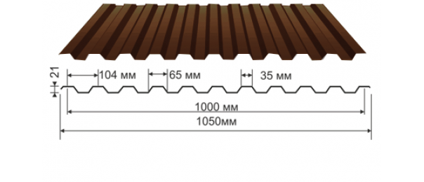 Профнастил коричневый оцинкованный  RAL 8017 С-21 купить недорого в Орехово-Зуево
